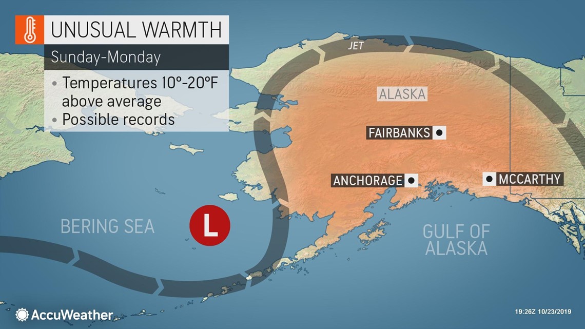 A typhoon traveling from the North Pacific may bring nearrecord warmth