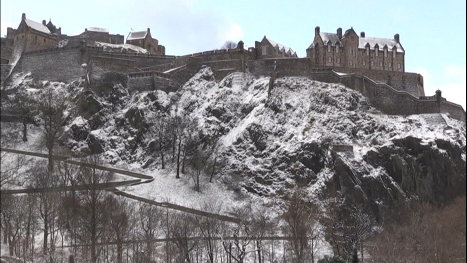 The historic Scottish city of Edinburgh was blanketed with snow on Feb. 9 when Storm Darcy brought icy weather to the United Kingdom and western Europe.