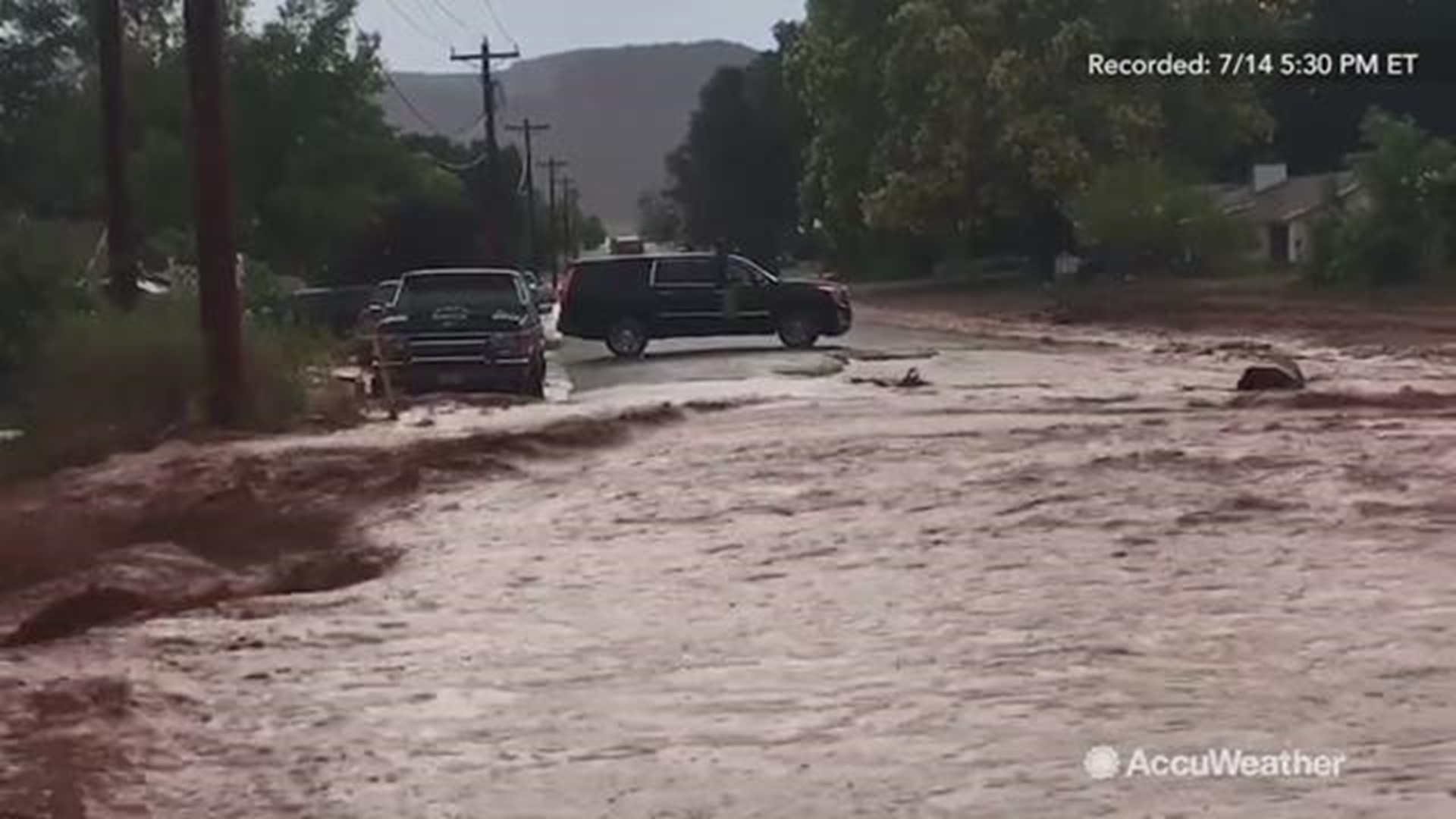 Reed Timmer was in Kanab, Utah on July 14 where major flash flooding has greatly slowed traffic and turned streets into raging rivers.