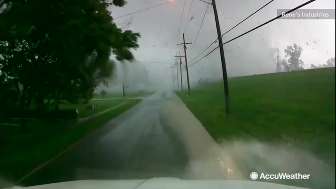 Scary video shows tornado cross road in front of driver | cbs19.tv