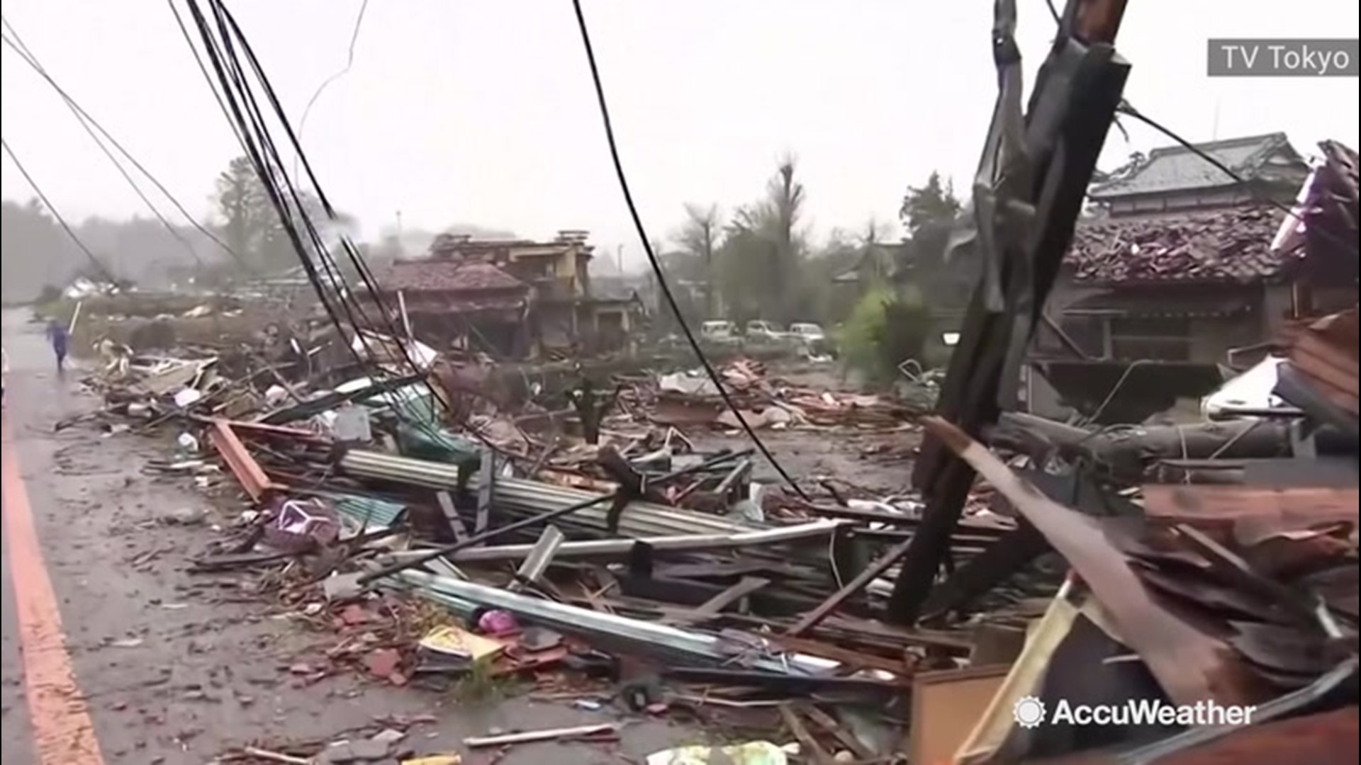 Homes were left in ruin after Typhoon Hagibis lashed Japan on Oct. 13. The storm killed at least 42 people as it pounded the area with powerful winds and torrential rain.