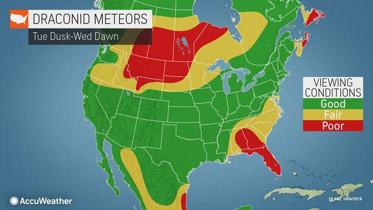 Meteor Shower Viewing Map The Best Viewing For October 2019'S Meteor Showers | Cbs19.Tv