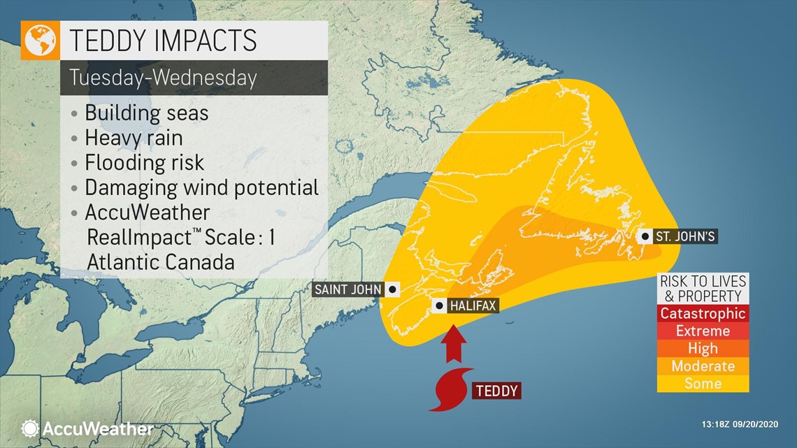 Hurricane Teddy to stay off US coast, bear down on Canada