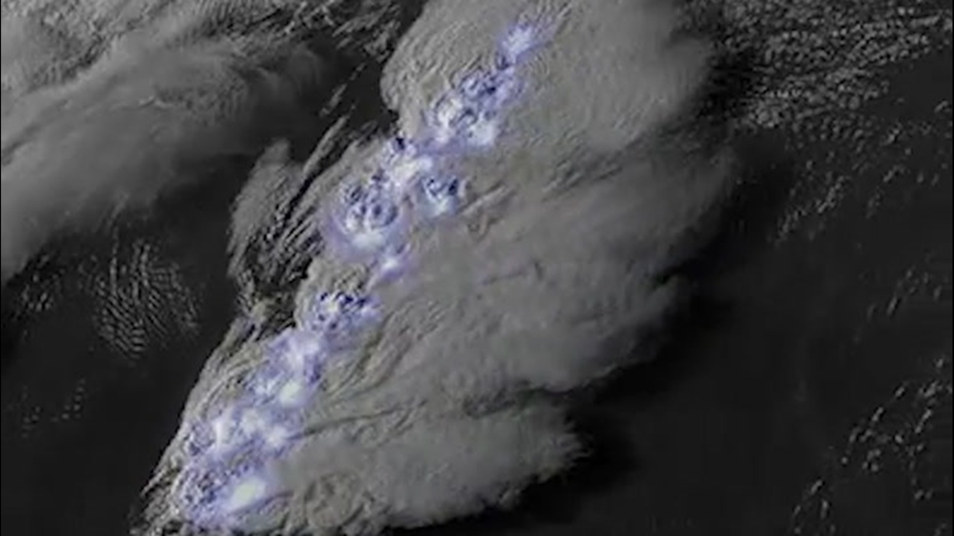 Satellite footage shows off massive lightning storm 