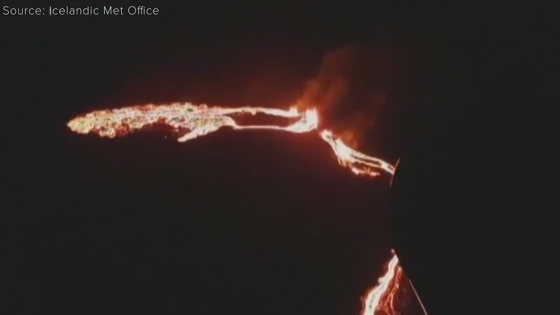 A long dormant volcano on the Reykjanes Peninsula in Iceland flared to life on Friday night, spilling lava down two sides.