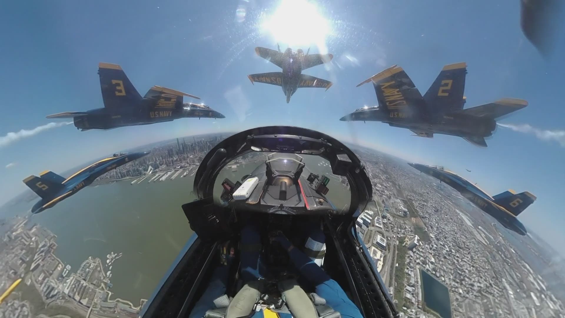 Here's what it looked like inside the cockpits of the Blue Angels and the Thunderbirds during their New York City flyover.