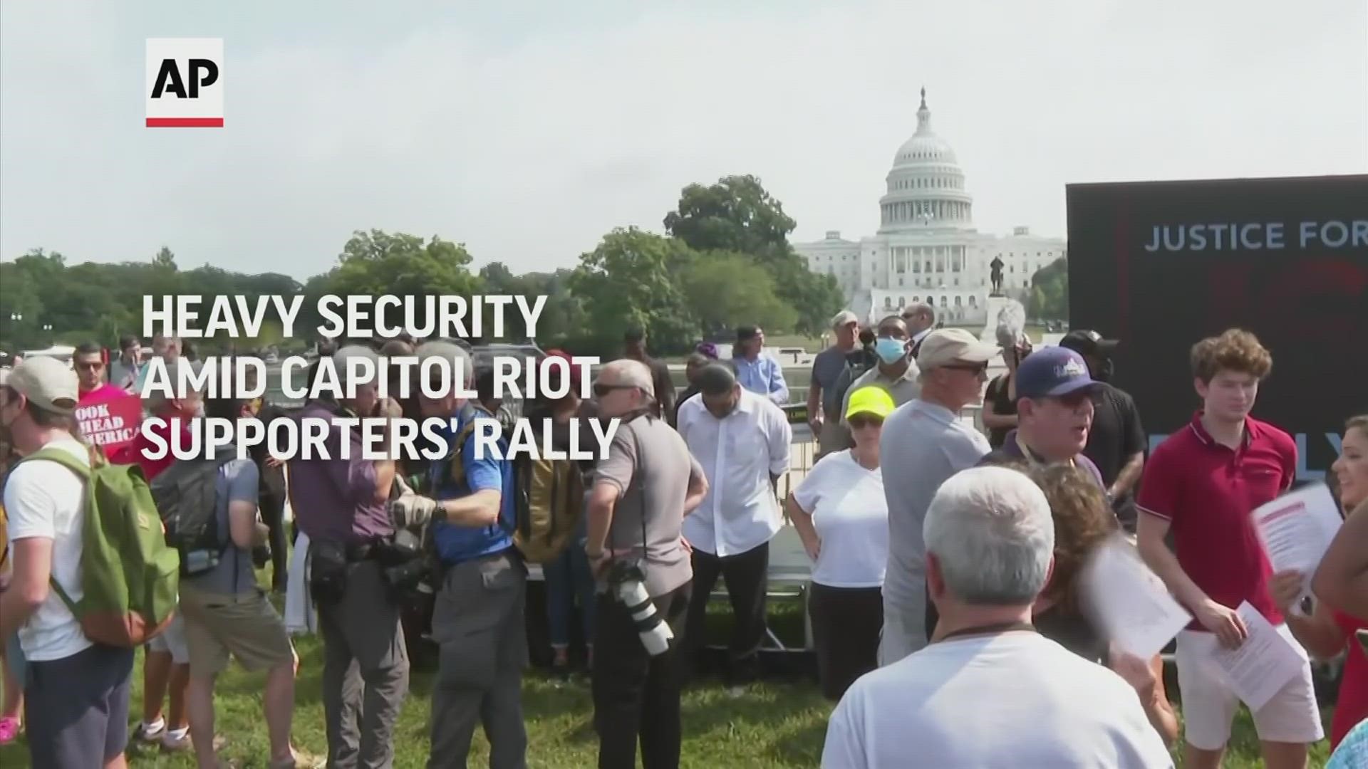 Authorities placed the area around the US Capitol under heavy security ahead of a rally on Saturday.