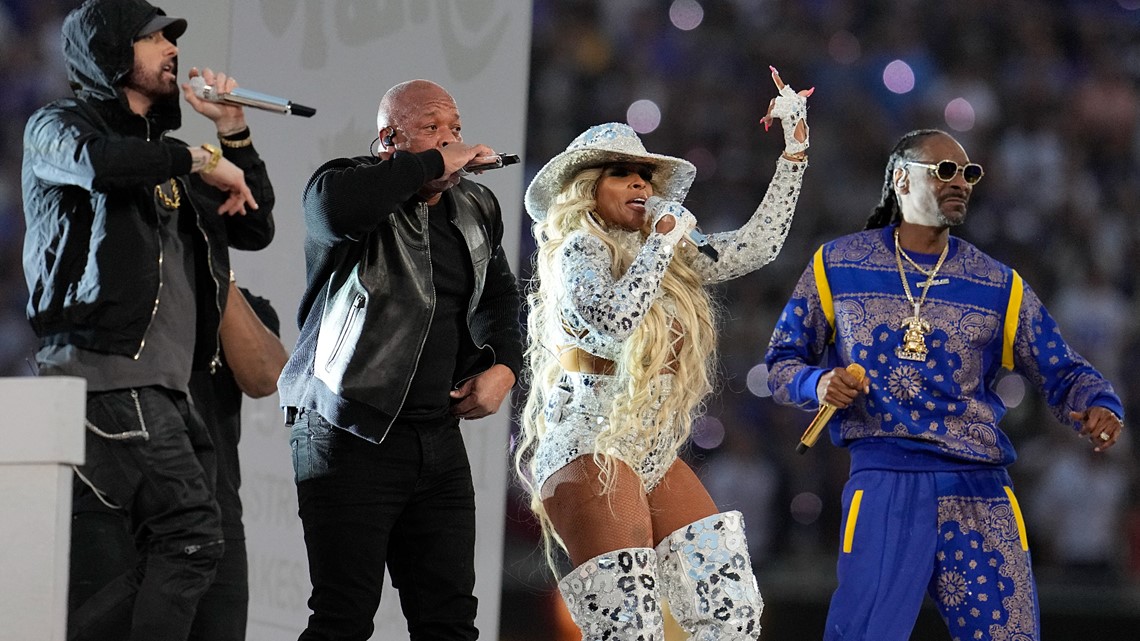 Super Bowl LVI halftime show features Snoop Dogg, Eminem, Dr. Dre and Mary  J Blige - CBS News