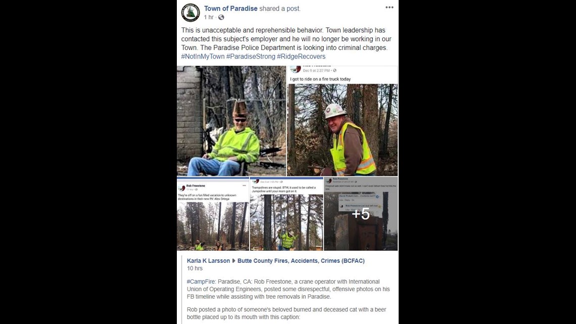Police Consider Charges Against Camp Fire Cleanup Worker Who Posted Reprehensible Photos Cbs19 Tv