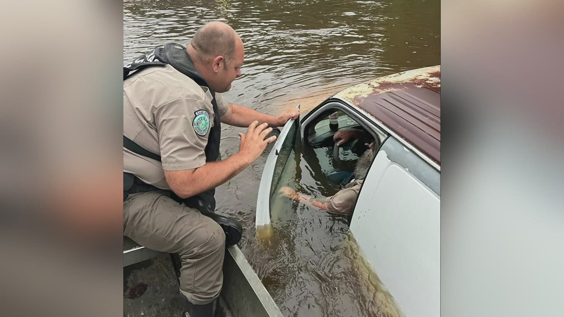 67-year-old veteran Floyd Burleson woke up to water rapidly rising on his property and he had to be rescued from inside his van.