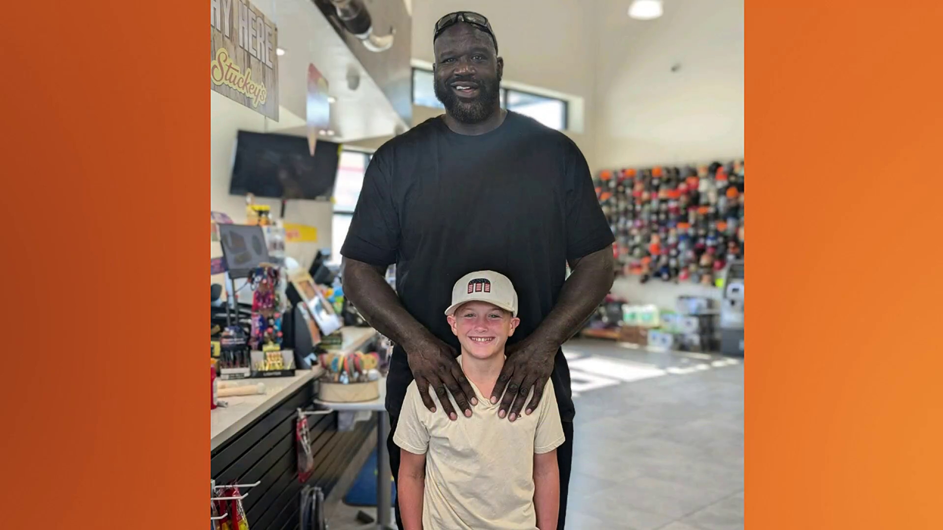 A Bridge City 12-year-old was left speechless this week after running into a seven foot tall star at an Orange County gas station along Interstate 10.