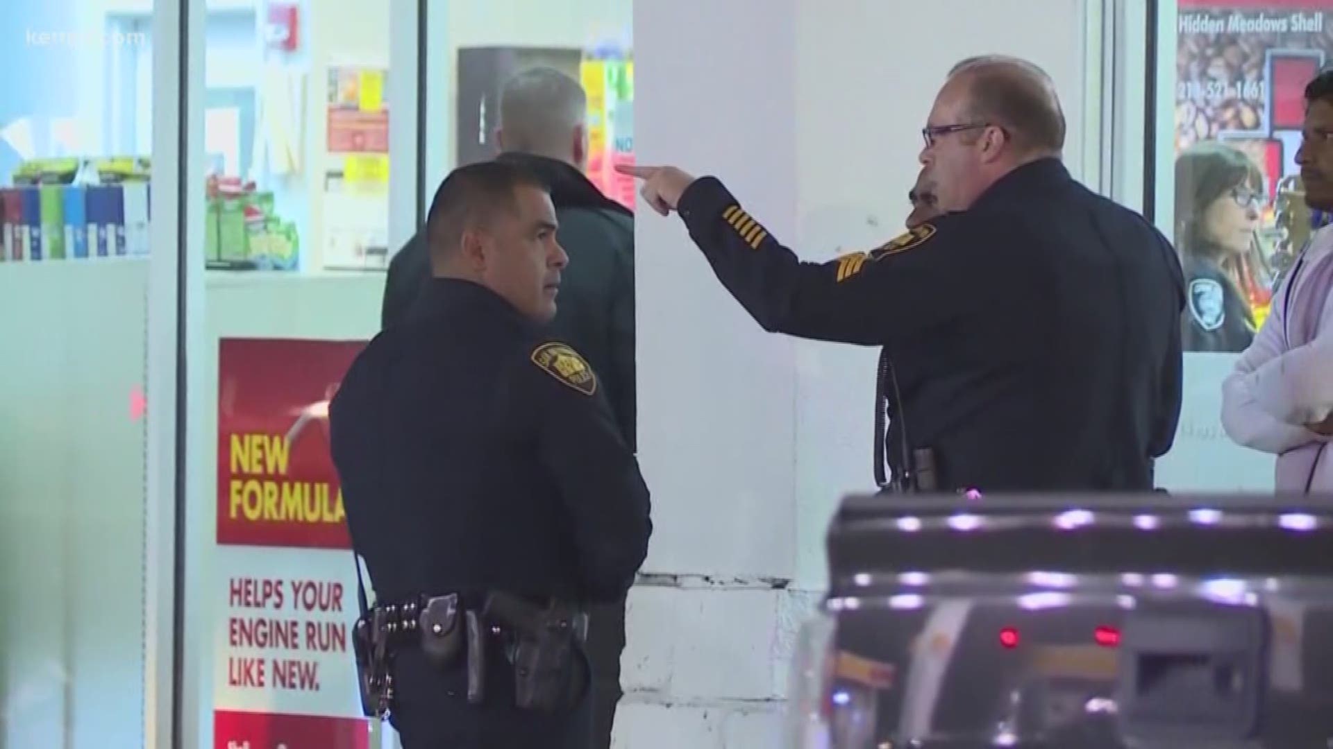 A man who walked into a northwest-side gas station with a gun and a mask over his face was shot by a customer who saw him threaten the clerk, police said.
