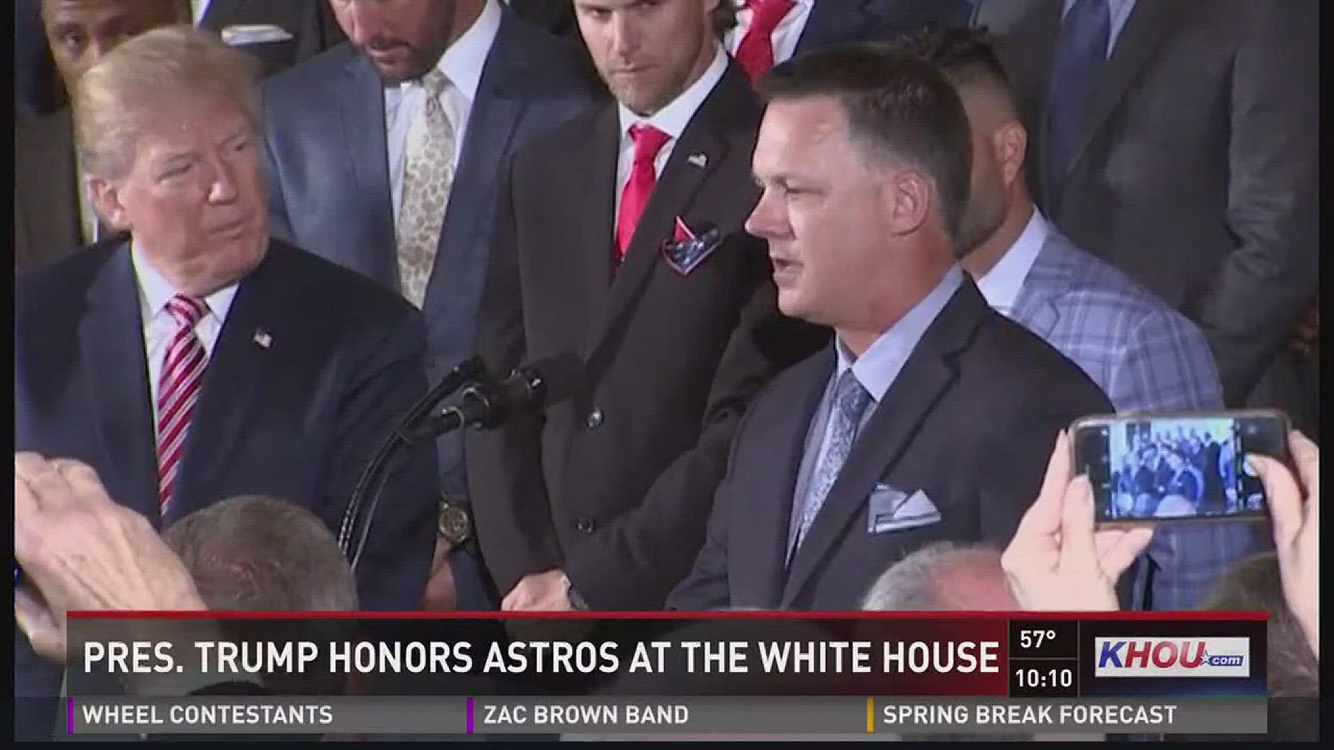 President Donald Trump hosted the World Champion Houston Astros at the White House on March 12, 2018.