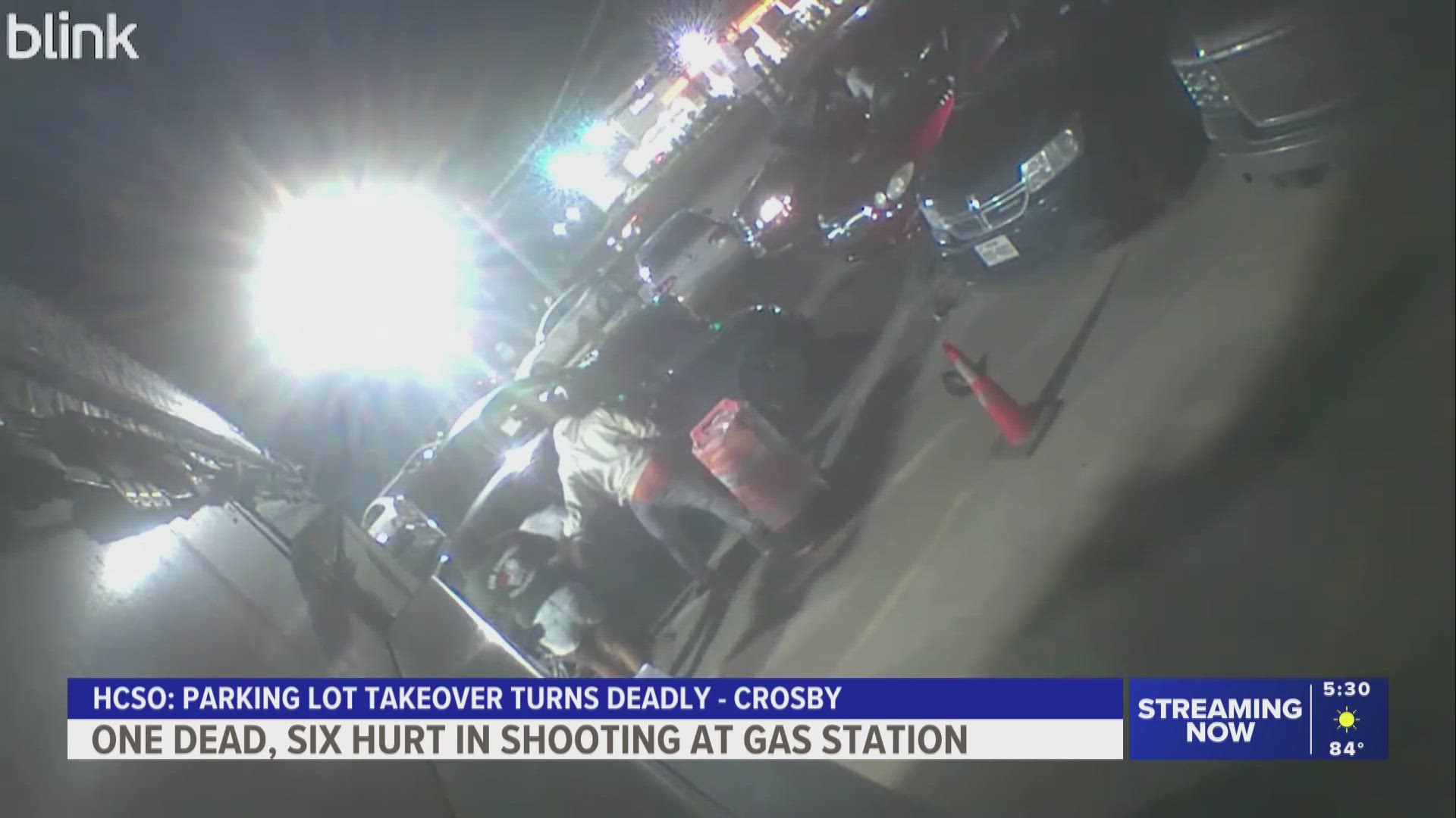 It happened at a gas station on Crosby-Lynchburg Road near the Crosby Freeway.