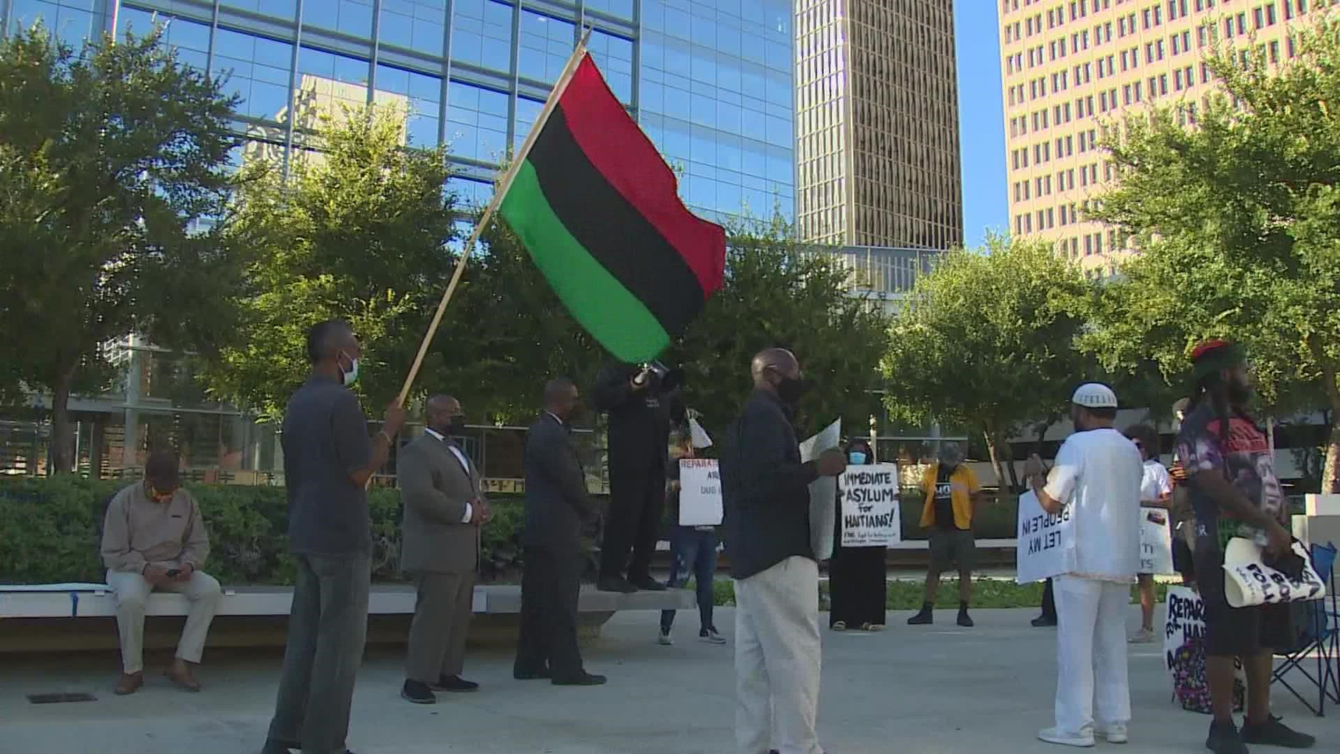 There were two groups of demonstrators who showed up in north Houston and downtown.