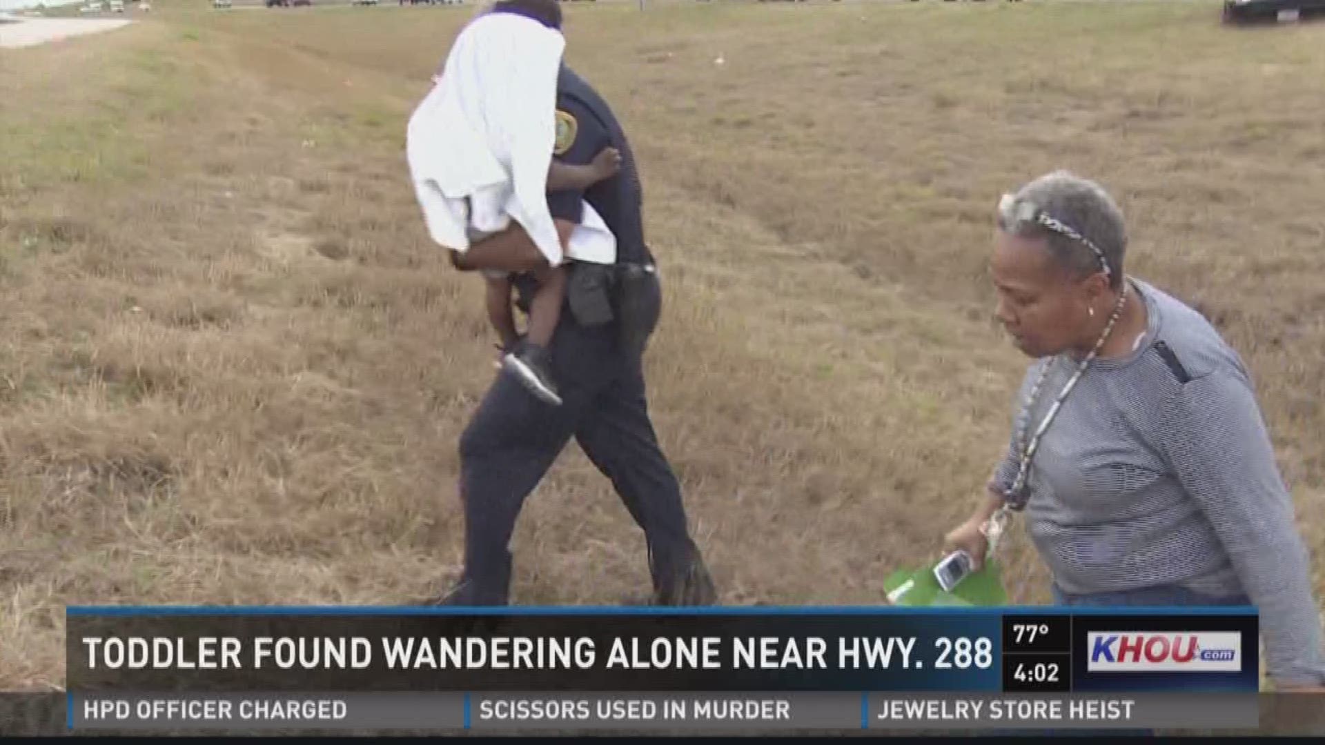 A toddler was found wandering alone near Hwy. 288 when a driver spotted him and stopped.