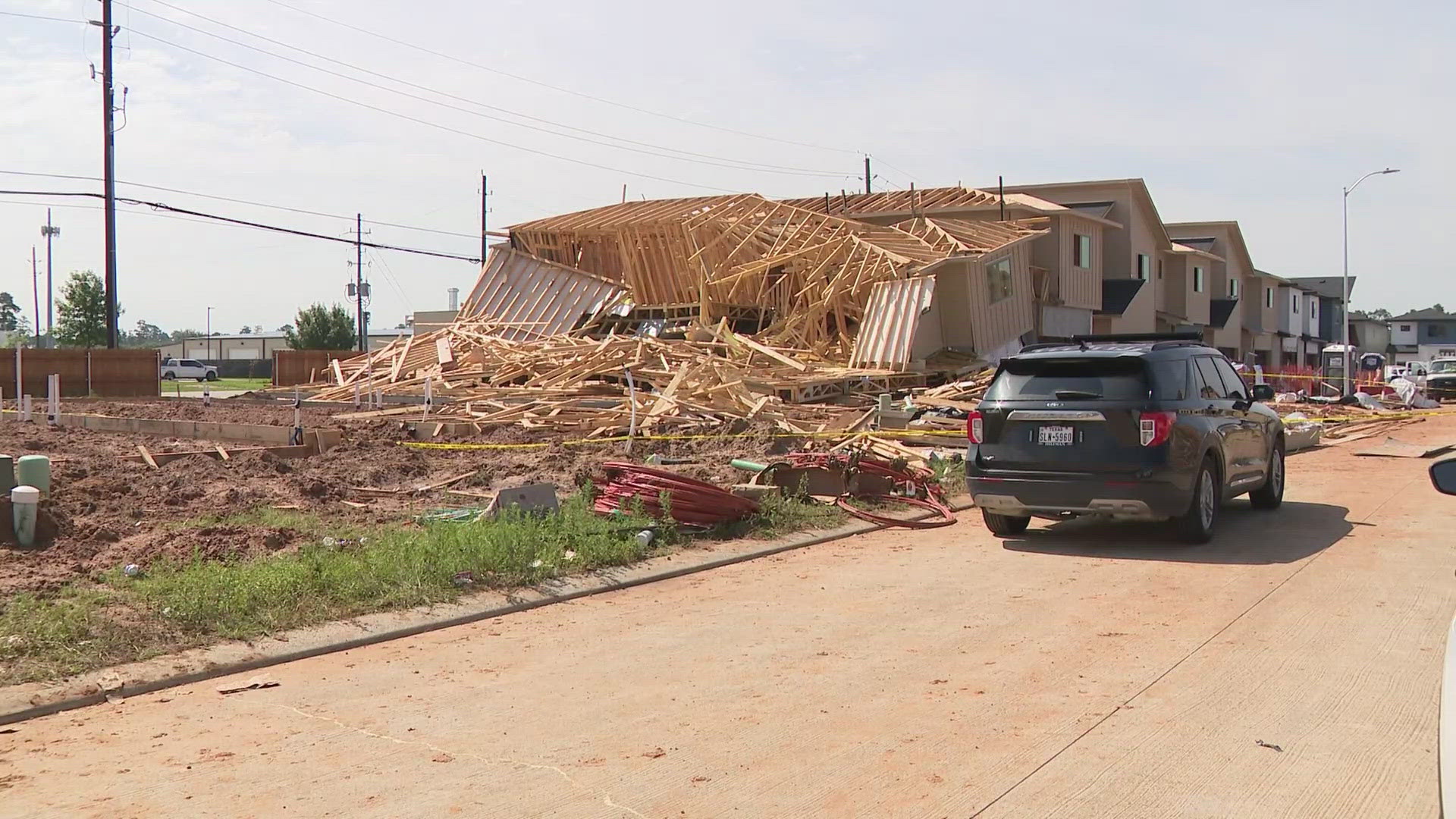 The construction crew told us their co-worker was trapped under the rubble on Willow Heights Lane when a powerful storm blew through the area Tuesday.