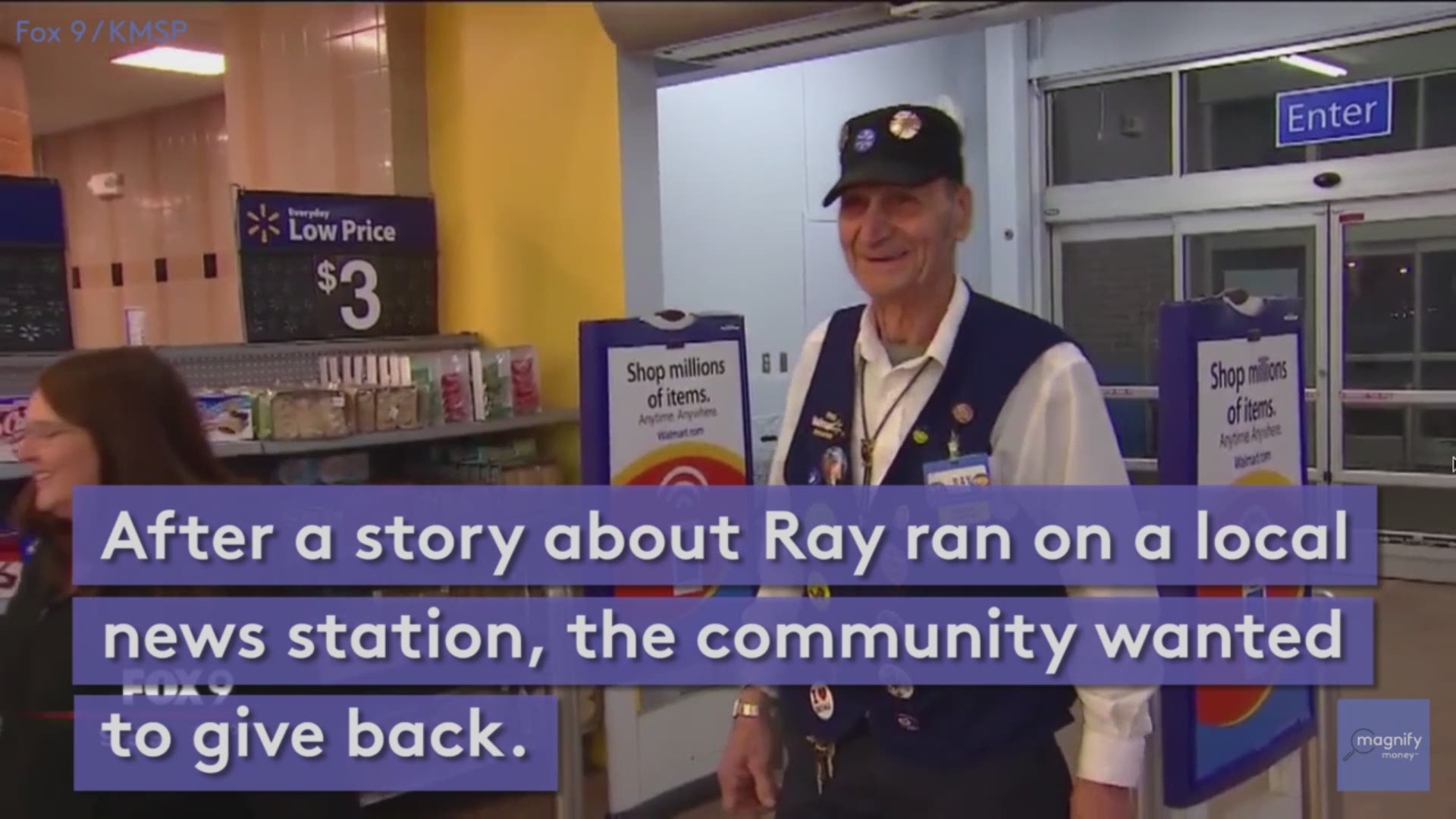 Members of a community Facebook group joined forces to do something nice for this 80-year-old Wal-Mart greeter. (MagnifyMoney)