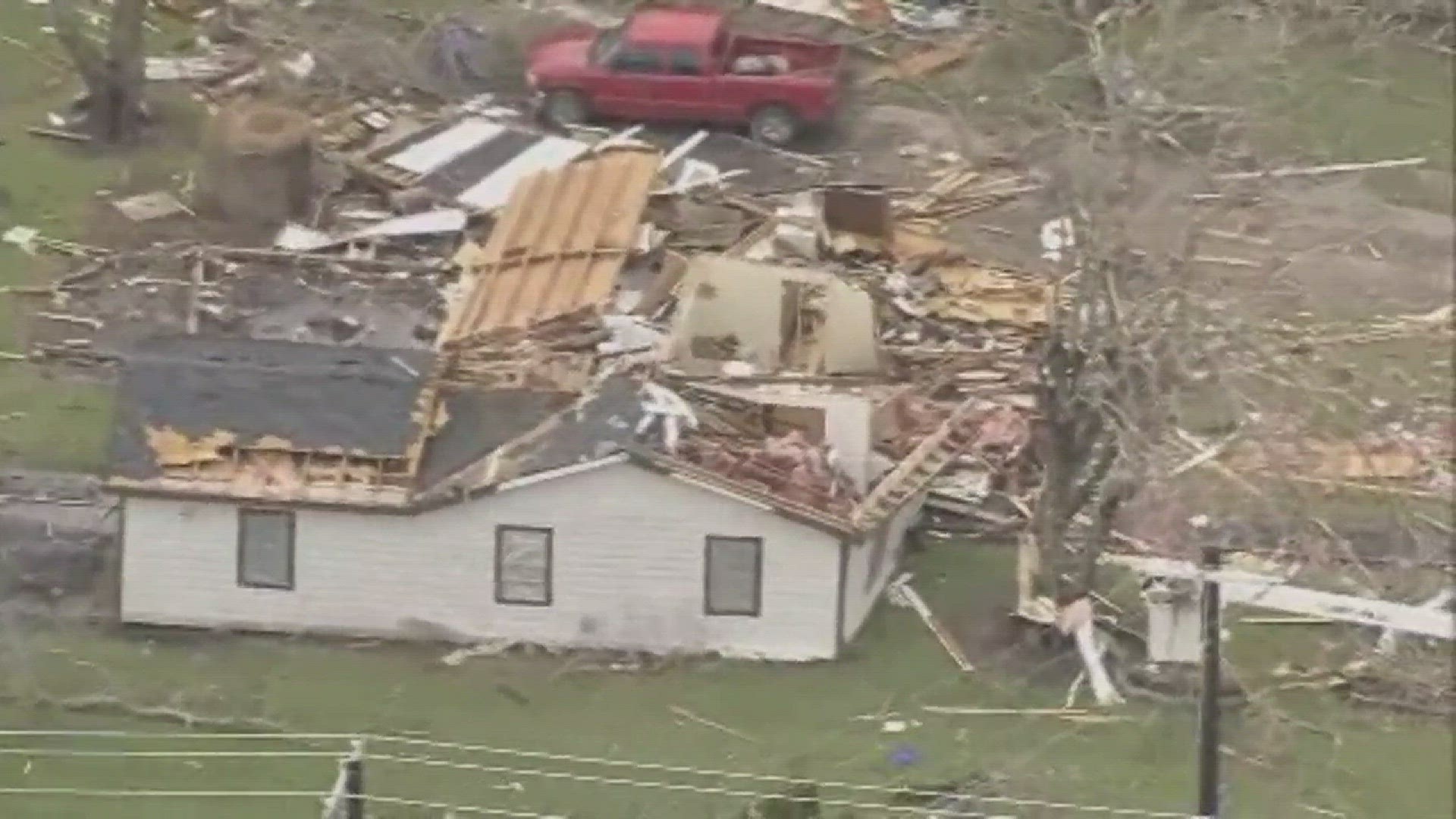 Air 11 flew over the damage after strong storms moved through Tuesday.