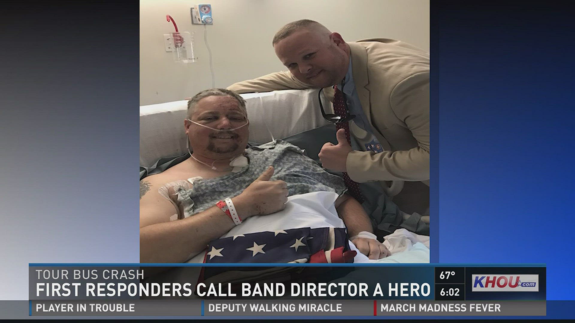 Aaron Allison met the man who saved his life when a tour bus fell 50-feet into a ravine.