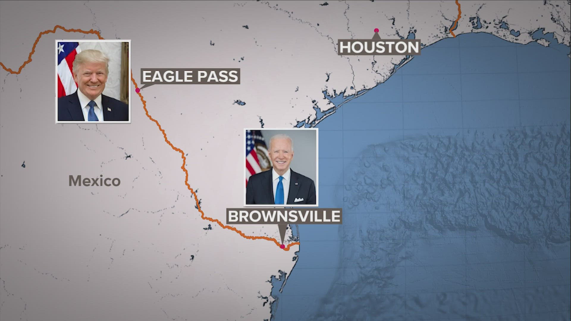 Three hundred miles apart, President Joe Biden and likely Republican challenger Donald Trump walked along the U.S.-Mexico border in Texas in dueling trips.