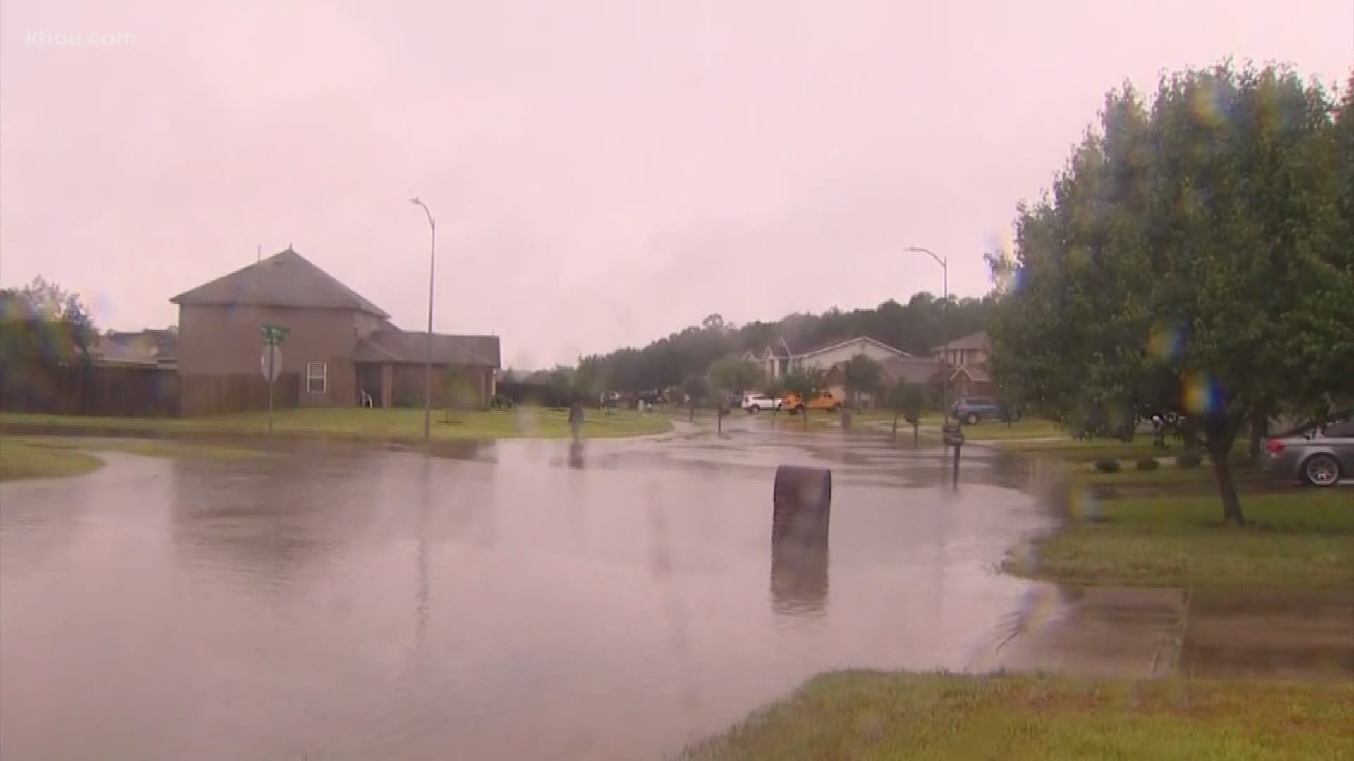 Flooded streets in Kingwood Forest trapped residents as the remnants of Tropical Depression Imelda battered Southeast Texas.