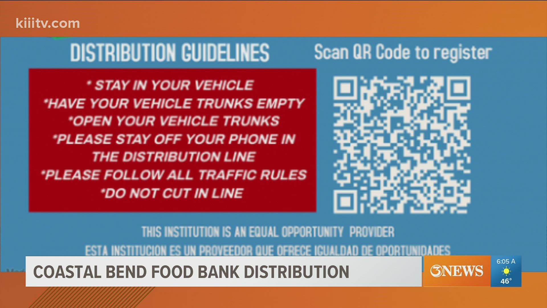 The Coastal Bend Food Bank will be holding a distribution event this upcoming Wednesday in Ingleside.