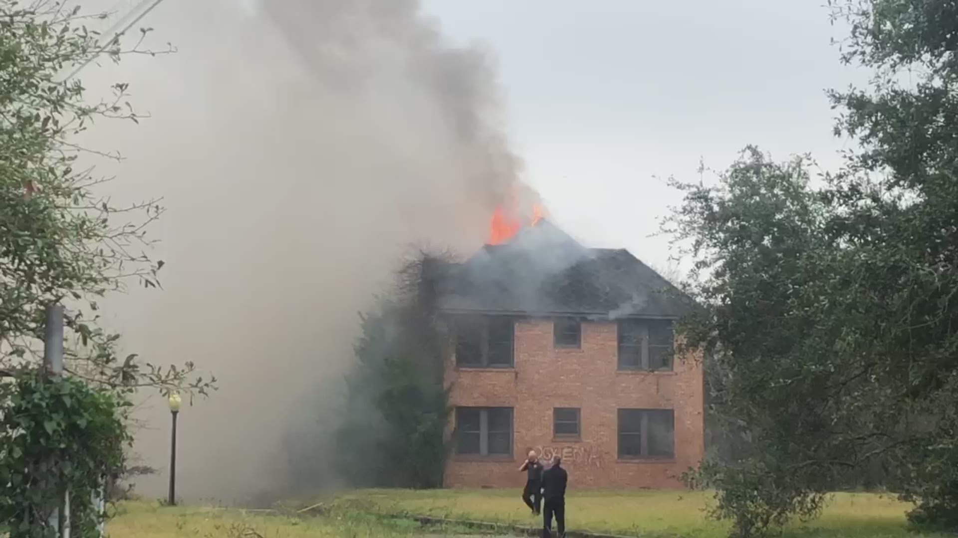 Firefighters responded to Eddingston Court off the 3300 block of Procter Street just after noon after a caller reported that the building was on fire.