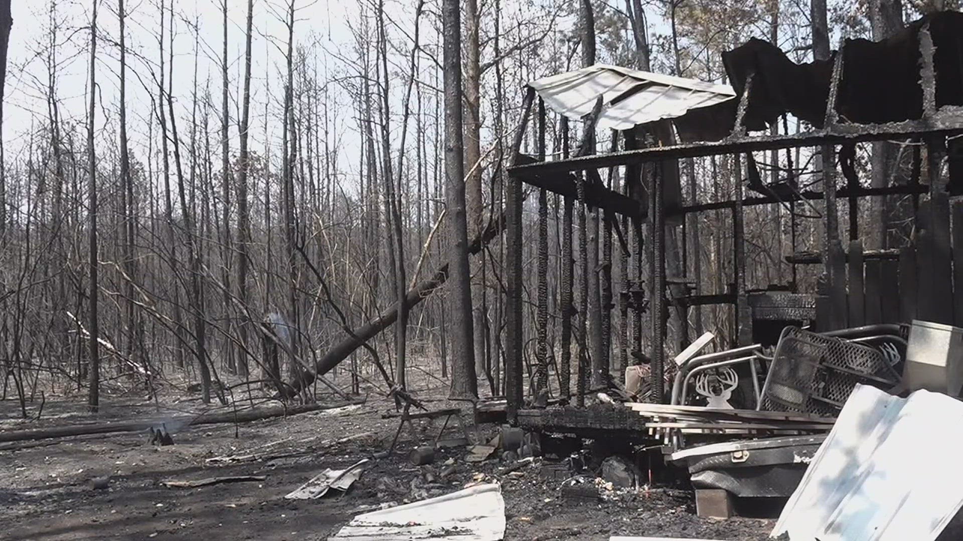 A total of six residences, three hunting camps and seven barns or outbuildings have been destroyed