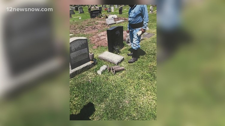 Woman says Port Arthur cemetery disrespected her mother's grave after finding headstone moved, surrounded by trash