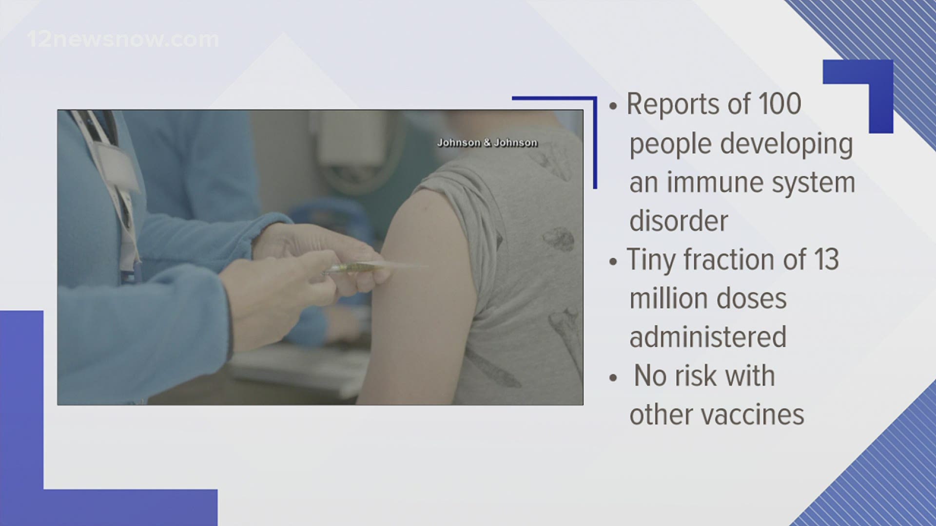 The government says there have been reports of 100 people who got the shot developing an immune system disorder that can cause muscle weakness.