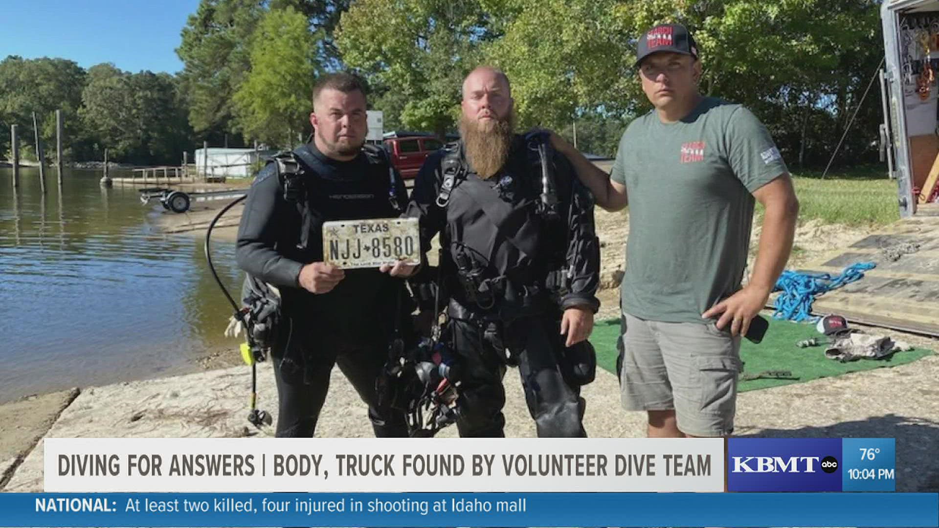 A pair of volunteer dive teams has discovered what is believed to be the body of a Tyler County man who had been missing for six months.