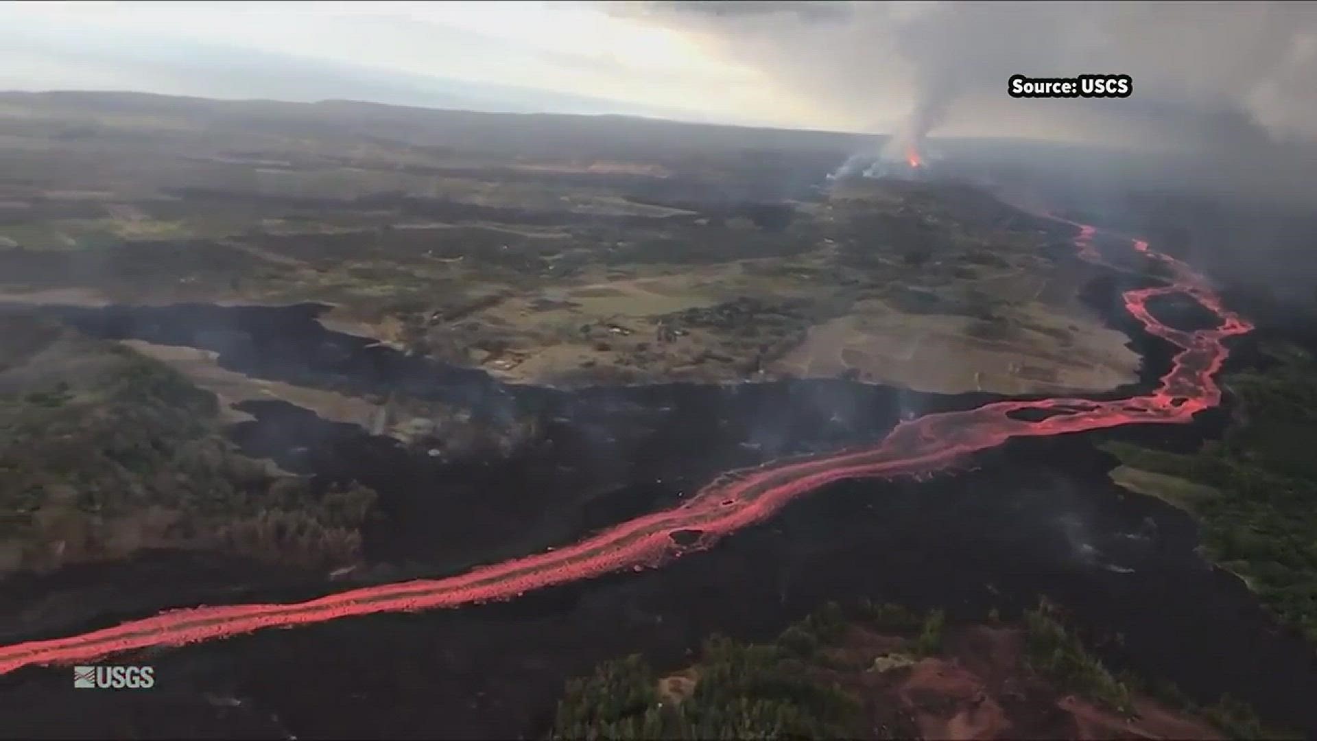 Watch as the Kilauea volcano erupts and forms a new cone.