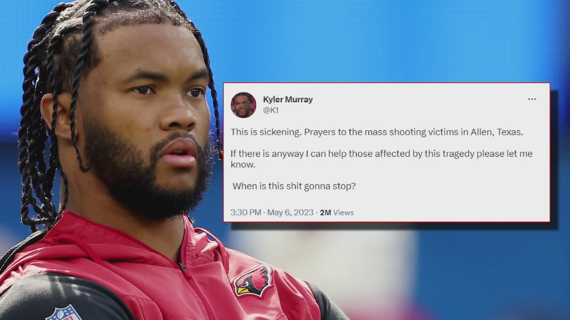 Kyler Murray, a native of Allen, Texas, donated financial resources to victims of the mass shooting in Texas.