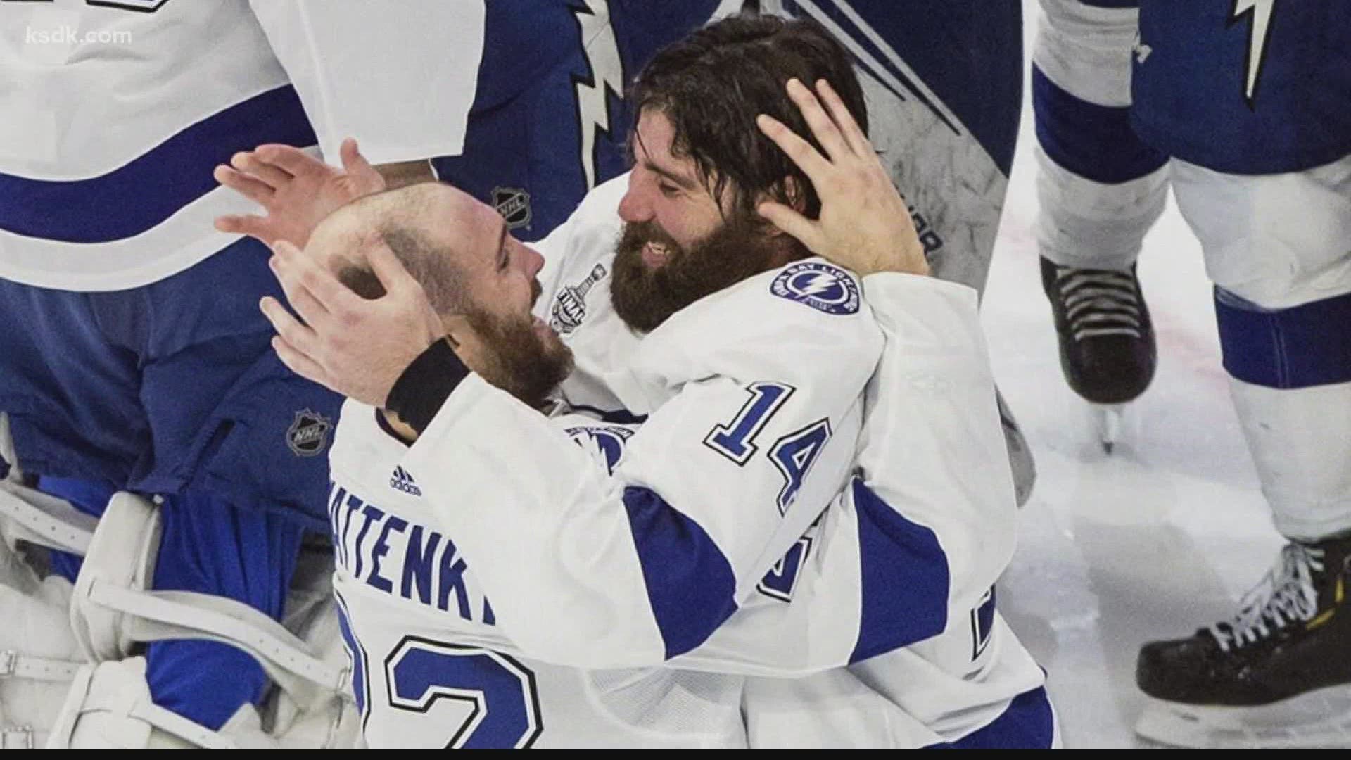 St. Louis' "hometown hero" is just the fourth player in NHL history to win three consecutive Stanley Cups with two different franchises