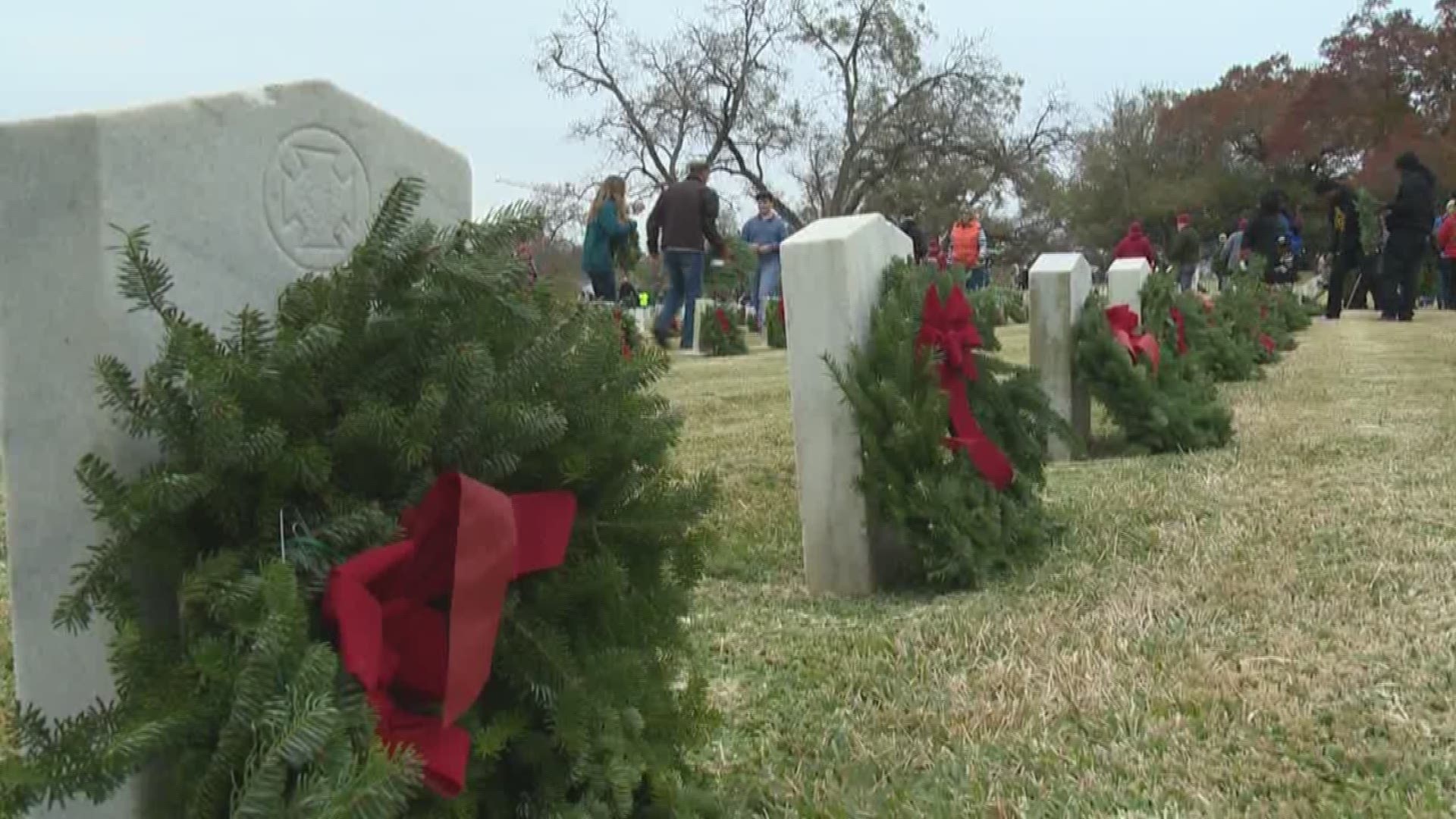 Across the country today volunteers laid holiday wreaths on the graves of veterans at 1,500 locations. This was the second year the Texas State Ceremony participated in the Wreaths Across America tradition.