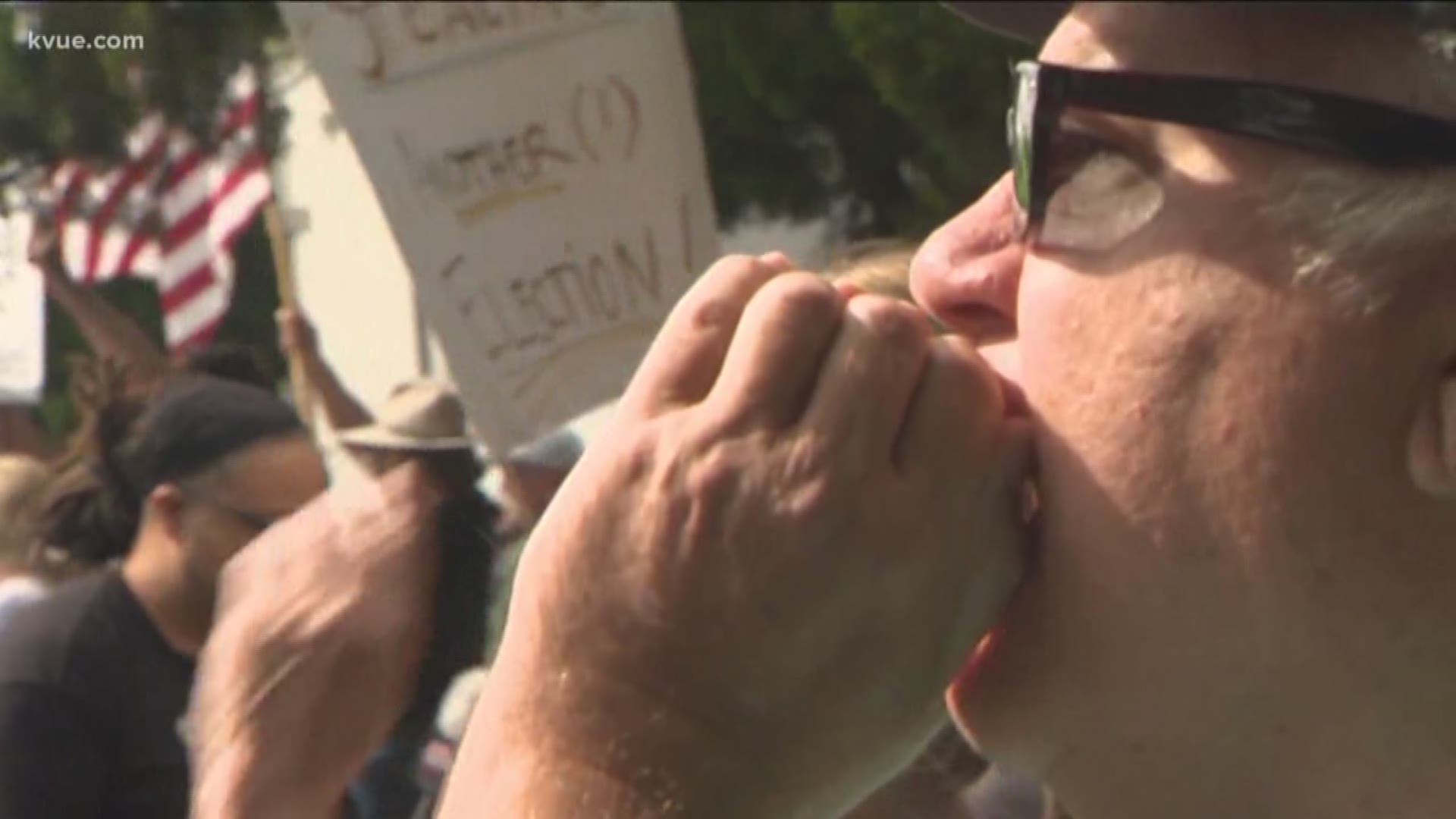 Hundreds of protestors and supporters lined the streets on Wednesday afternoon.