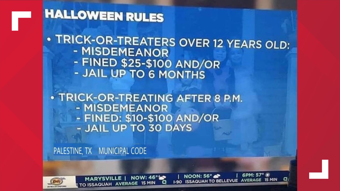 Palestine Police Social media post claiming trick or treat rules