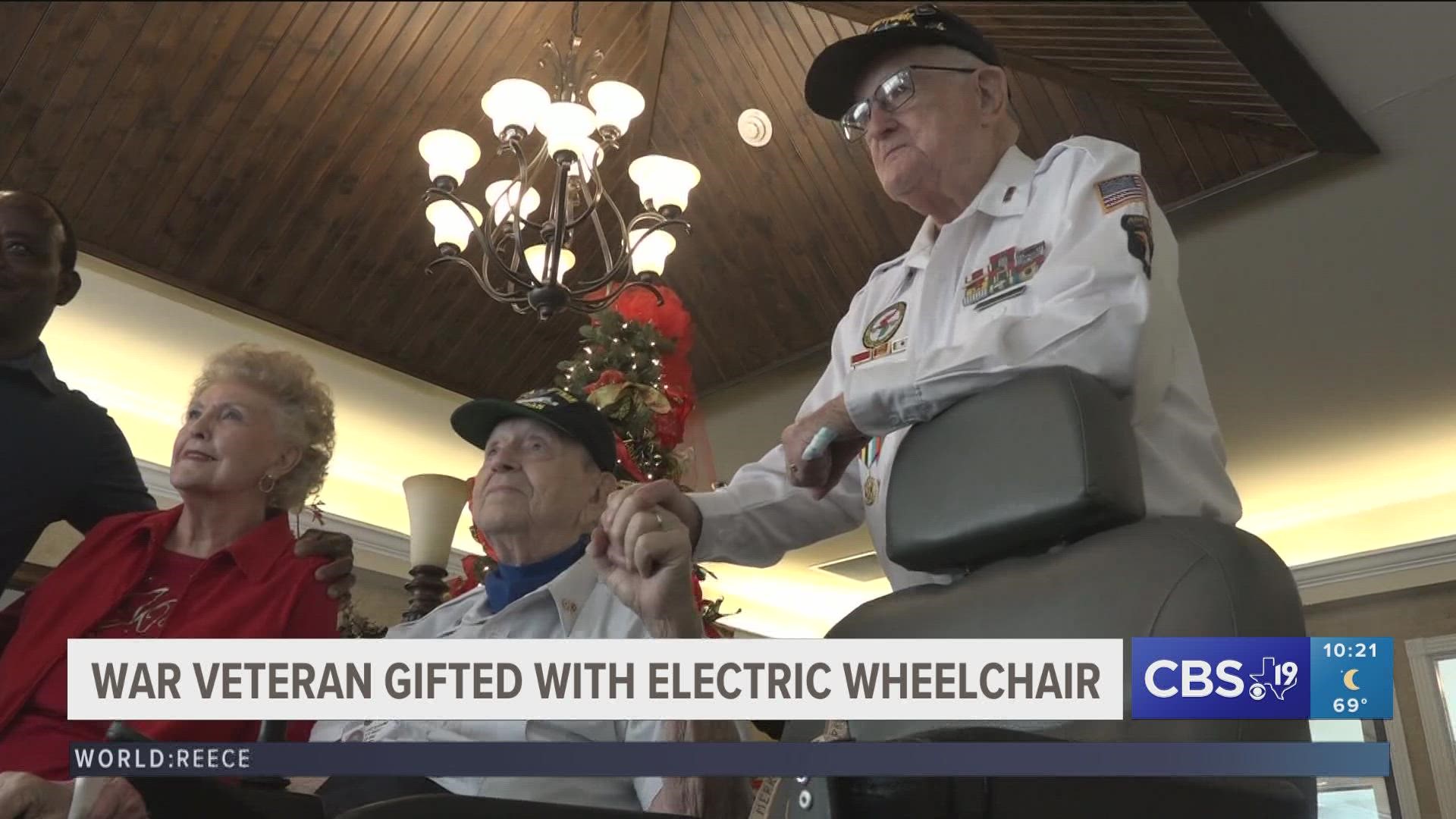 East Texan Leo Glover received an electric wheelchair from the American Legion Auxiliary of Tyler. Glover is a Korean and Vietnam war veteran.