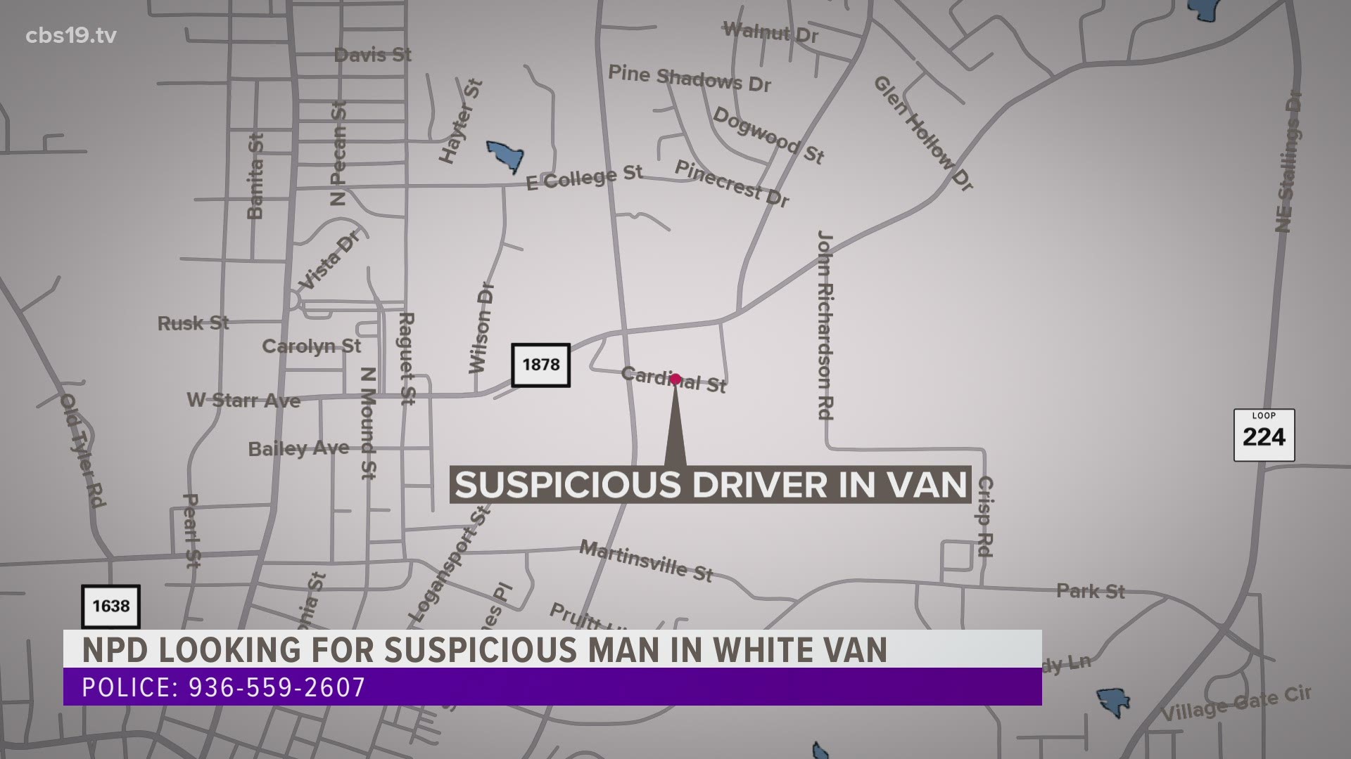 The van was spotted in the 1600 block of Cardinal Street.