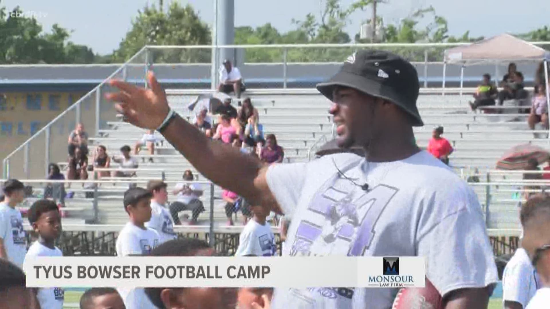 There were all sorts of former John Tyler Lions that returned to their alma mater Saturday Morning for the 2nd Annual Tyus Bowser Football Camp. Along with Bowser, two time Super Bowl Champion Aaron Ross, Greg Ward Jr. & Justice Liggins showed up to help coach and mentor campers between the ages of 8-17.