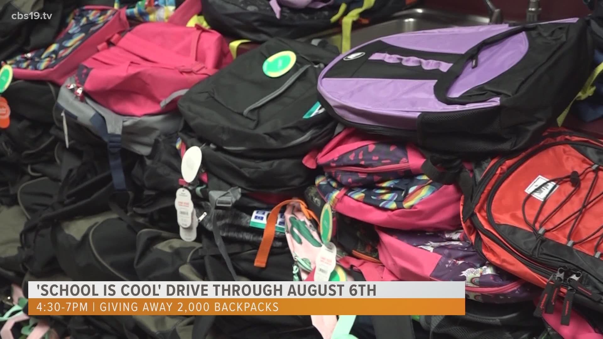 'School is Cool' gives away two-thousand backpacks to students in need. It will take place on August 6 from 4:30 p.m. until 7 p.m. in Tyler.