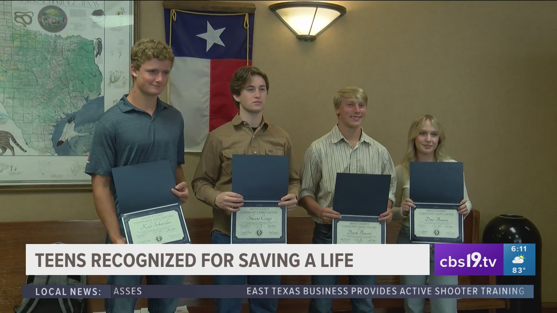 4 teens recognized as Smith County Community Heroes during commissioners court