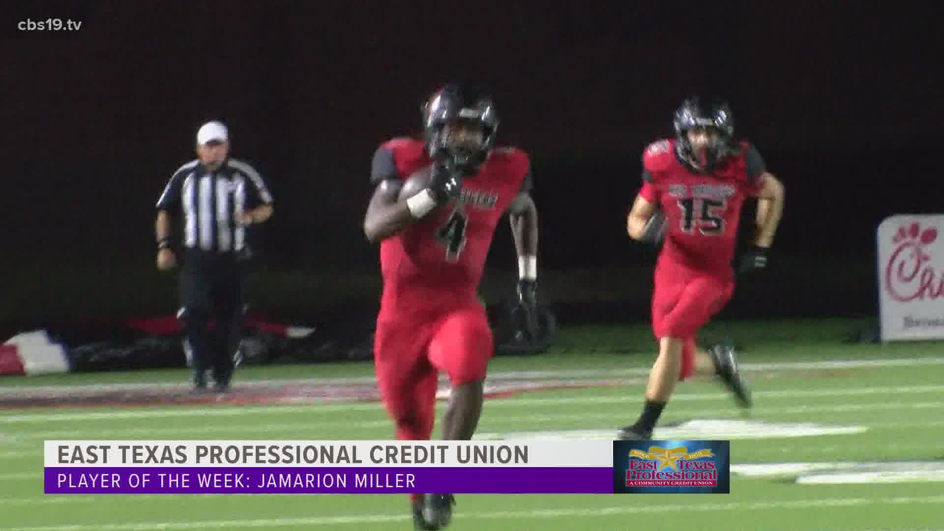 Miller rushed 16 times for 347 yards and four touchdowns against Lufkin in Week 4 of the Texas high school football season.