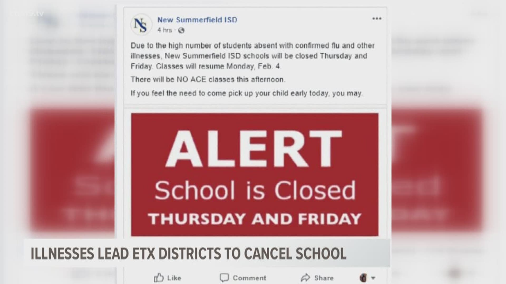 Due to a high number of students being absent or sent home from school with various illnesses and symptoms, administrators for Ore City ISD and New Summerfield ISD have made the decision to cancel school at campuses within each district this week.