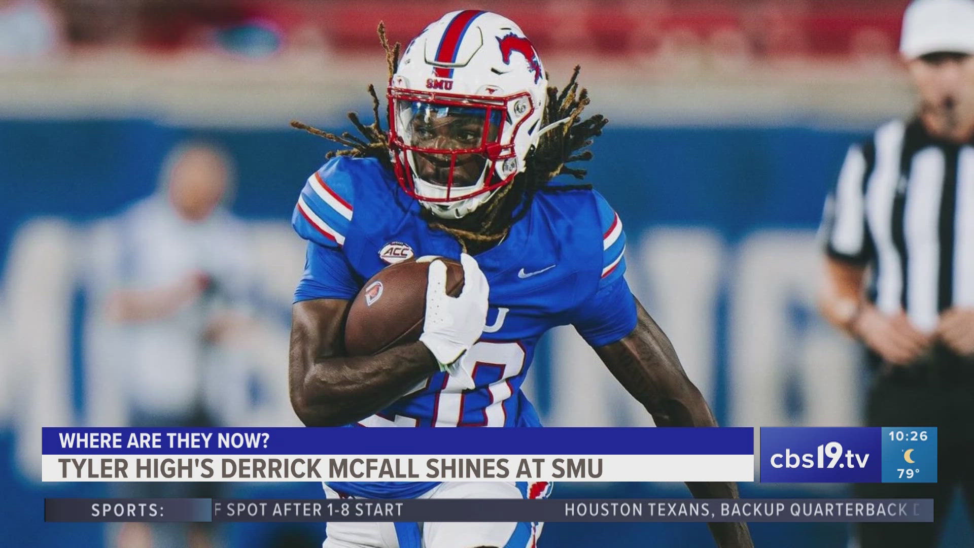 The Southern Methodist University Mustangs beat Houston Christian 59-7. McFall contributed by having 16 carries, for 69 yards and one touchdown in his debut.