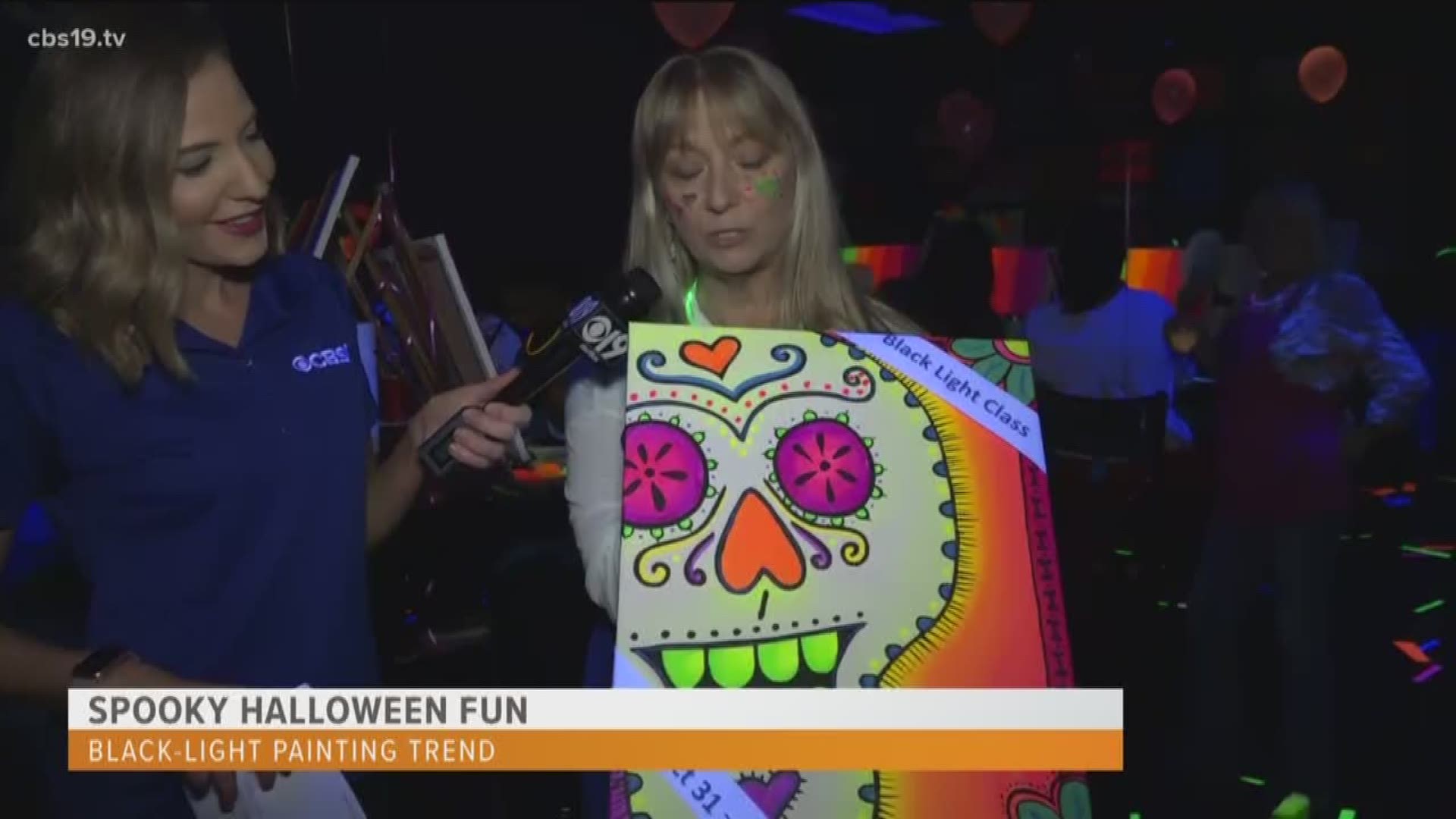 The latest trend just in time for Halloween is black-light painting. Robin Haynie with Pinot's Palette in Tyler explains.