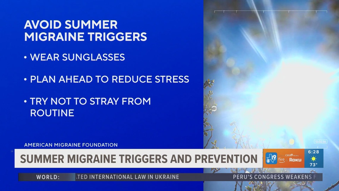 Health experts give advice on summer migraine triggers, prevention