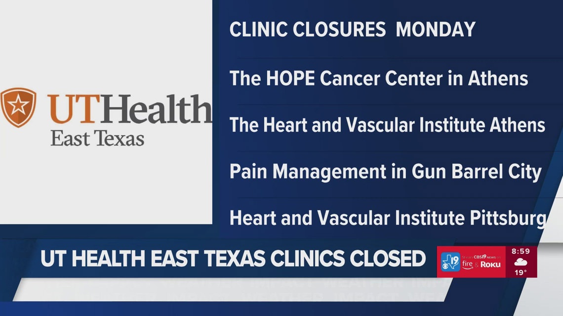 UT Health East Texas Physicians clinics and urgent cares close Sunday