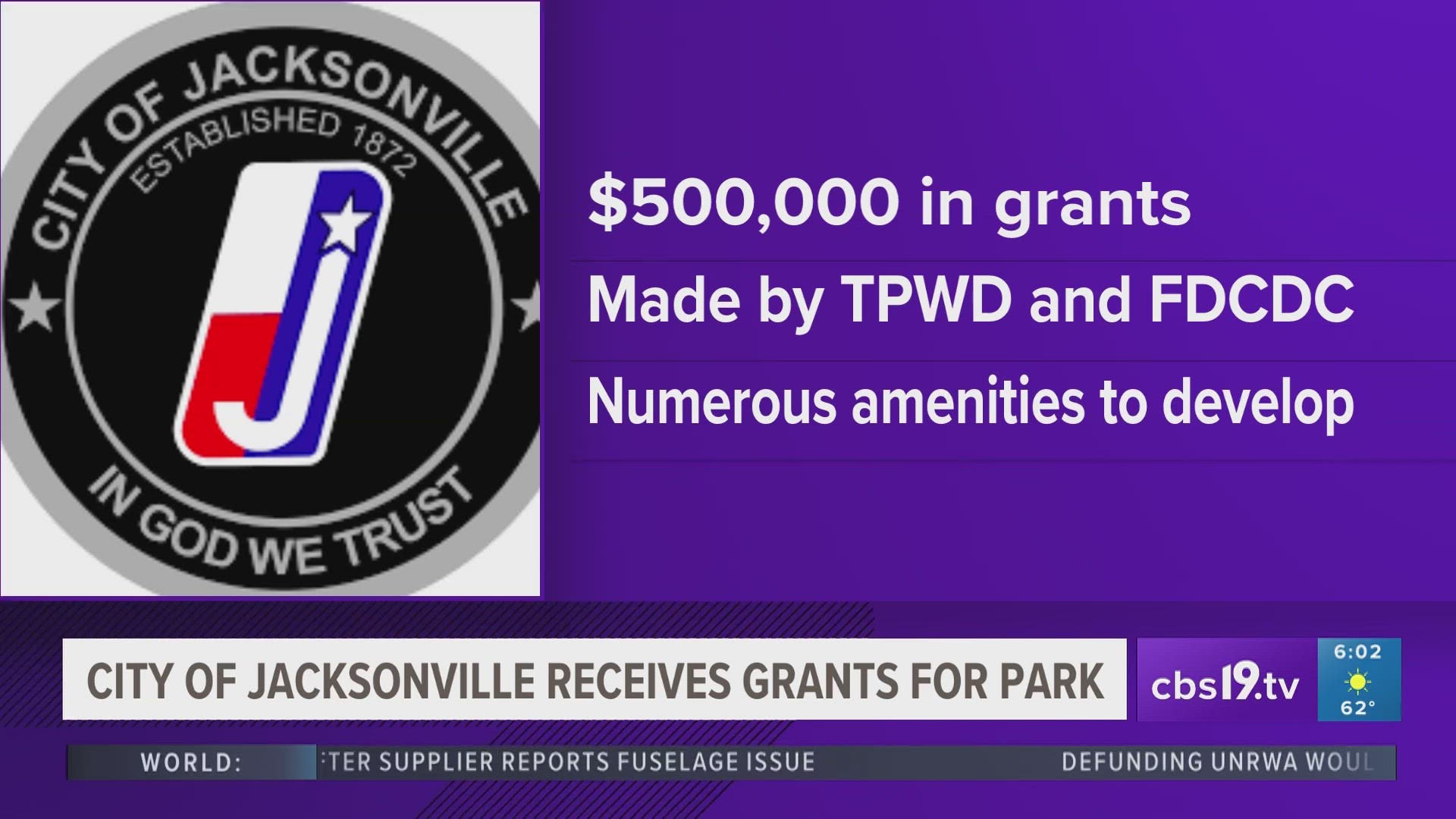 The city of Jacksonville was one of the cities in East Texas that was granted $150,000 to renovate and further develop Lincoln Park located in Cherokee County.